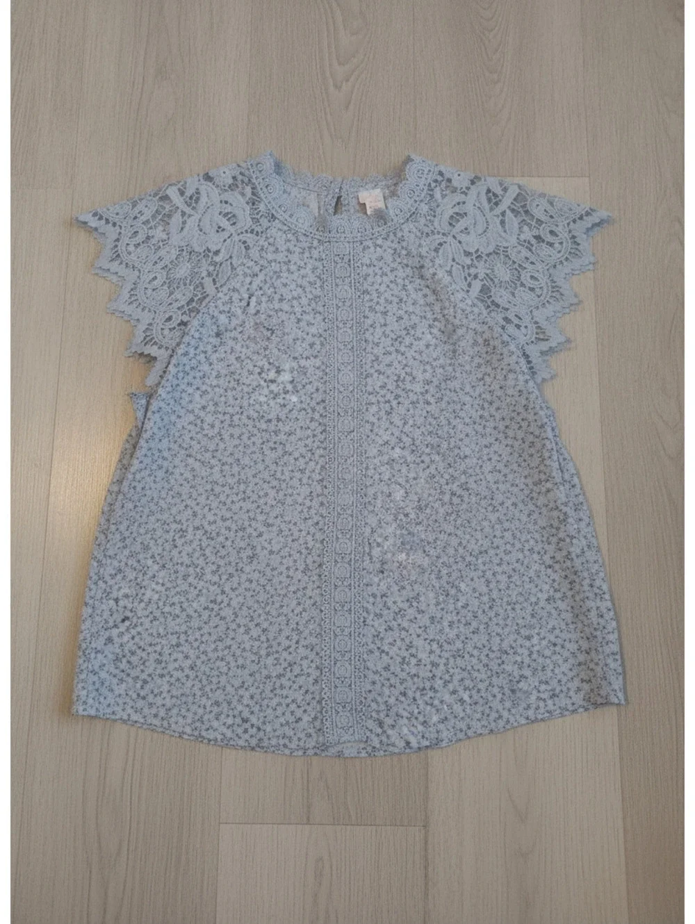 No Boundaries XXL Blue Floral Lace Sleeve Dress